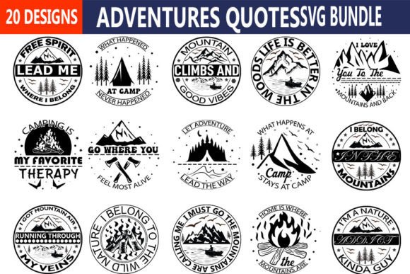 Adventures Quotes Svg Bundle: Graphics and Crafts