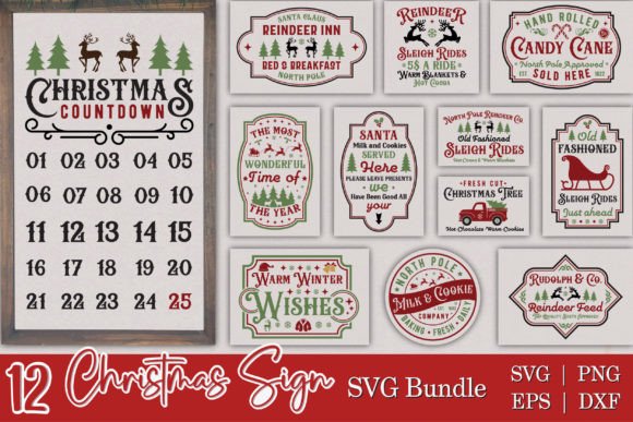 Christmas Sign SVG Bundle: Graphics for Crafts & Small Business