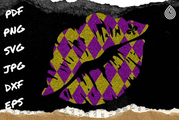 Mardi Gras Lips Svg, Fleur De Lis Svg