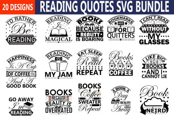 READING QUOTES Svg BUNDLE for Crafts & Graphics