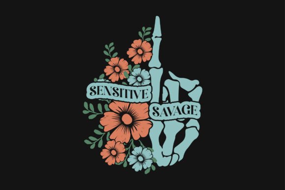 Sensitive Savage Flower Skeleton SVG Graphics