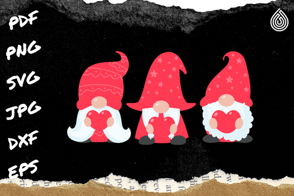 Valentine Gnomes SVG for Graphics and Crafts